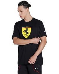 PUMA - S Ferrari Race Shield T-shirt Regular Fit Crew Neck Black M - Lyst