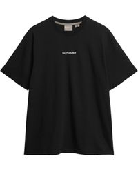 Superdry - Locker geschnittenes T-Shirt mit Mikro-Logo Schwarz XL - Lyst
