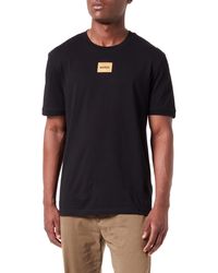 HUGO - S Diragolino G Cotton-jersey T-shirt With Metallic Logo Badge Black - Lyst