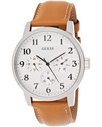 Guess - Multi Dial Quartz Watch With Leather Strap W0974g1 - Lyst