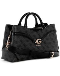 Guess - Sac à main sac à épaule bandoulière Dea Girlfriend Satchel Coal Logo gris foncé - Lyst