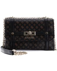 Guess - Emilee Mini Convertible Crossbody Flap Mocha Logo - Lyst