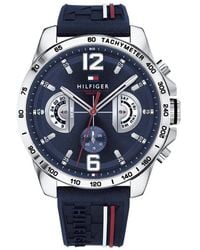Tommy Hilfiger - Analogue Multifunction Quartz Watch For Men With Navy Blue Silicone Bracelet - 1791476 - Lyst