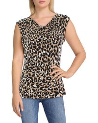 Anne Klein - Printed Ity Cap Sleeve Cowl Neck Top - Lyst