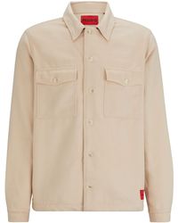 HUGO - S Enalu Oversized-fit Overshirt With Red Logo Label - Lyst