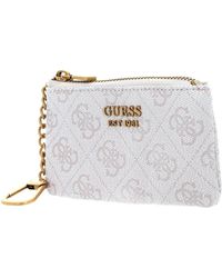 Guess - Izzy SLG Small Zip Pouch Dove Logo - Lyst