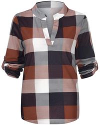 Superdry - Lalaluka Checked Shirt Fashion Checked Print Stand-up Collar Blouse Long Sleeve Tops Shirt Blouse Urban Style Casual Shirt - Lyst