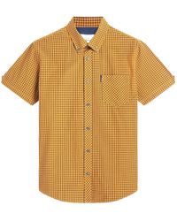 Ben Sherman - Short Sleeve Signature Core Gingham Shirt In Mustard 5xl - Lyst