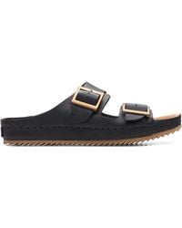 Clarks Ellis Opal Leather Sandals In Black Standard Fit Size 8 Lyst UK