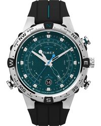 Timex - Temp-compass 45mm Watch - Black Strap Green Dial Stainless Steel - Lyst