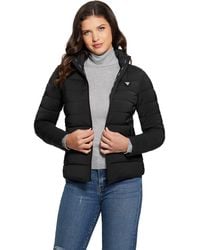 Guess - Women's Denim Jeans Down Jacket Black - Large, Black, L - Lyst