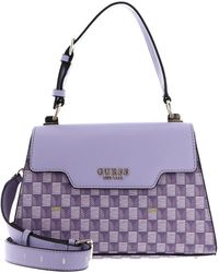 Guess - Hallie Top Handle Flap Lilac Logo - Lyst