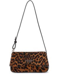 Guess - Schoudertas Domitilla Flap Shoulder Bag Leopard Bruine - Lyst