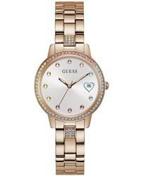 Guess - Uhr Armbanduhr Three of Hearts GW0657L3 Edelstahl rotgold - Lyst
