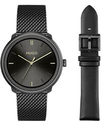 HUGO - #fluid Black Ionic Plated Watch With Interchangeable Bands - Lyst