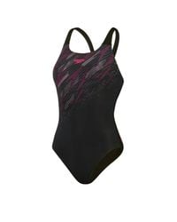 Speedo - S Hyperboom Placement Muscleback Swimming Costume Black Electric Pink Usa Charcoal - Lyst