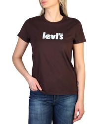 Levi's - The Perfect Tee T-Shirt,Poster Logo Chocolate Plum,S - Lyst
