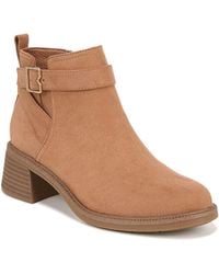 Dr. Scholls - Shoes S Retrospect Ankle Side Zip Block Heel Bootie Honey Brown Microfiber 9 M - Lyst