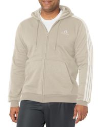 adidas - Essentials Fleece 3-stripes Full Zip Hoodie Hooded Sweatshirt - Lyst