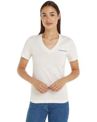Calvin Klein - T-Shirt Kurzarm Monologo Slim V-Ausschnitt - Lyst
