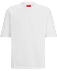 HUGO - Relaxed-fit T-shirt In Cotton With Stacked Logo - Lyst