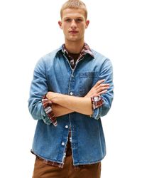 Tommy Hilfiger - Uomo Camicia in Jeans Regular Denim Taschino sul Petto - Lyst