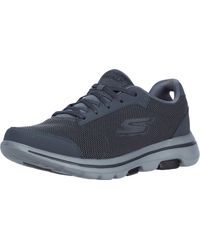 Skechers - Textured Knit Lace Up Performance Walking Shoe Sneaker,charcoal/black,12.5 - Lyst