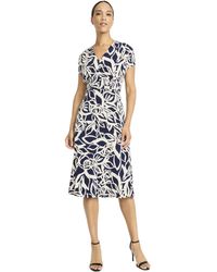 Maggy London - Midi Length Cap Sleeve Wrap Fitted Waist-elegant A Line Dress - Lyst