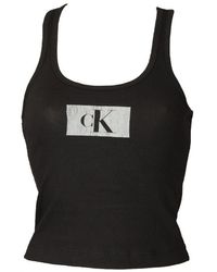 Calvin Klein - Canotta Donna CK Top Canottiera a Costina Cotone Elasticizzata Articolo QS6950E Tank - Lyst