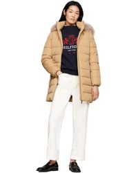 Tommy Hilfiger - Heritage Down Tyra Coat With Fur Ww0ww43234 Khaki - Lyst
