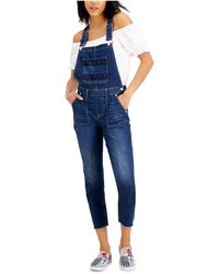 Tommy Hilfiger - Tommy Jeans S Blue Stretch Pocketed Buttoned Adjustable Overalls Sleeveless Square Neck Skinny Jumpsuit 8 9 - Lyst