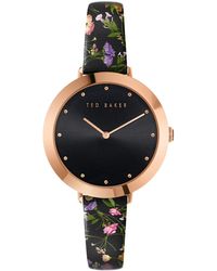 Ted Baker - Ladies Black Printed Leather Strap Watch - Lyst