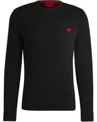HUGO - Pullover Aus Baumwolle Mit Rotem Logo-Label - Lyst