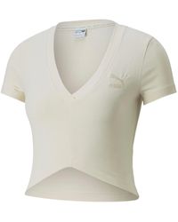 PUMA - Classics Cropped Slim Tee T-shirt - Lyst