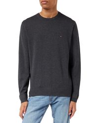Tommy Hilfiger - S Designer Jumper - Grey Jumper S - Sweater - Core Cotton-silk Crew Neck Jumper - Charcoal - Size - Lyst