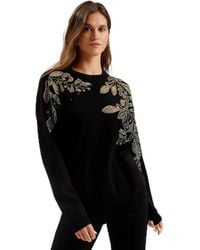 Ted Baker - S Wmk-rosmrry-embellished Crew Neck Long Sleeve Sweater - Lyst