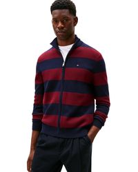 Tommy Hilfiger - Block Stripe Katoen Zip Through Mw0mw41483 Zip Through Trui - Lyst