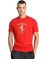 PUMA - S Scuderia Ferrari Race Big Shield Motorsport Tee Rosso Corsa S - Lyst