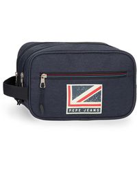 Mens Bags Toiletry bags and wash bags Pepe Jeans Synthetic Bromley Ldn Toiletry Bag Two Compartments Adaptable Black 26 X 16 X 12 Cm Polyester With Faux Leather Details for Men 