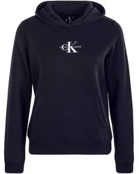 Calvin Klein Monogram Regular Hoodie Maglione - Blu