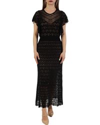 Liu Jo - Liu Jo Abiti Donna Nero Abito Lungo in Maglia con Lavorazione Grafica - Lyst