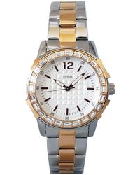 Guess - U0018l3 Two-tone Stainless-steel Quartz Watch With Silver Dial - Lyst
