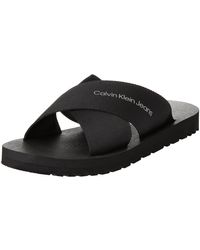 Calvin Klein - Cross Sandal Slipon Rp In Btw Flat - Lyst