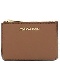 Michael Kors - Jet Set Travel Small Top Zip Coin Pouch with ID Holder Saffiano Leather - Lyst