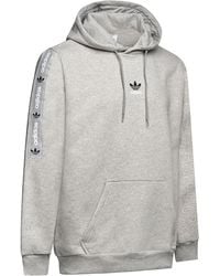 adidas - Originals Hoody S Taped Hooded Sweatshirt Trefoil Logo Hoodie Grey Hr8225 Size S - Lyst