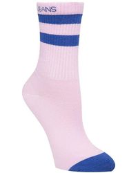 Calvin Klein Socks s Short Crew 1p Jeans Logo Stripe Hudson Socks - Pink