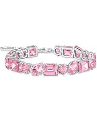Thomas Sabo - Silver Tennis Bracelet With 20 Pink Zirconia Stones 925 Sterling Silver A2140-051-9 - Lyst