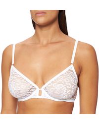 Iris & Lilly Mesh Wired Non-padded Plunge Bra - Natural