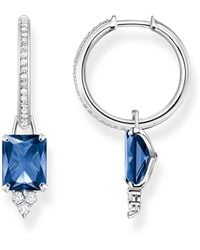 Thomas Sabo - Creolen in der Farbe Silber aus 925 Sterlingsilber mit blauem Zirkonia - Lyst