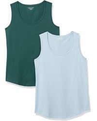 Essentials Womens 2-Pack Classic Fit 100% Cotton Sleeveless Tank Top